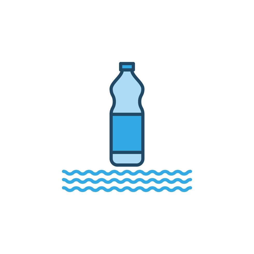 plastic fles en water golven vector concept gekleurde icoon