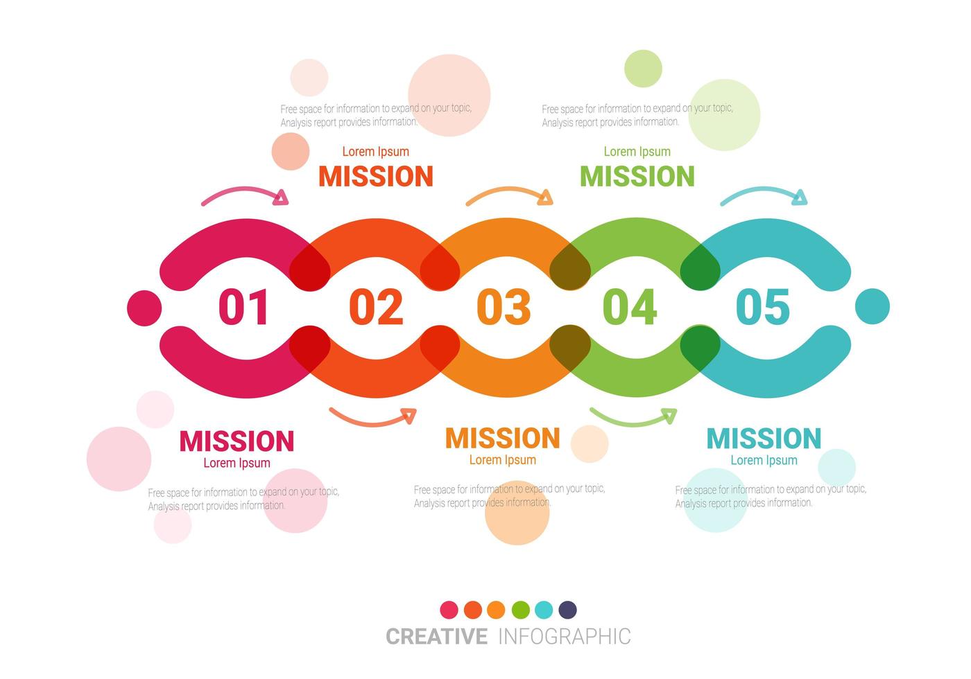 kleurrijke cirkel infographic sjabloon met 5 opties vector
