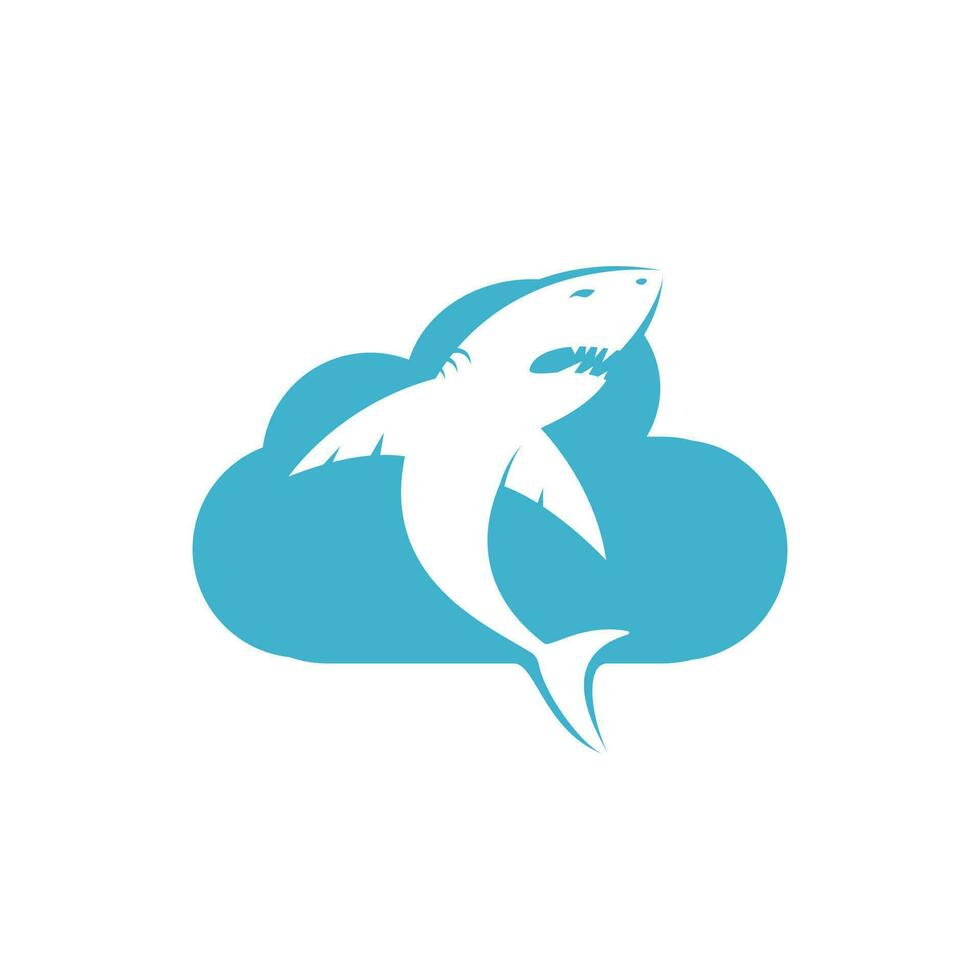 haai en wolk vector logo ontwerp. creatief haai en wolk icoon vector ontwerp sjabloon.