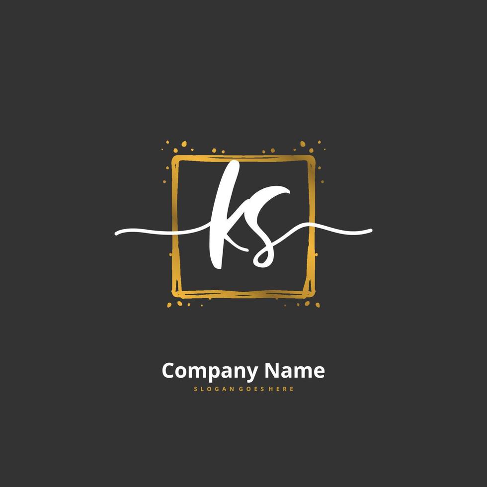 ks eerste handschrift en handtekening logo ontwerp met cirkel. mooi ontwerp handgeschreven logo voor mode, team, bruiloft, luxe logo. vector