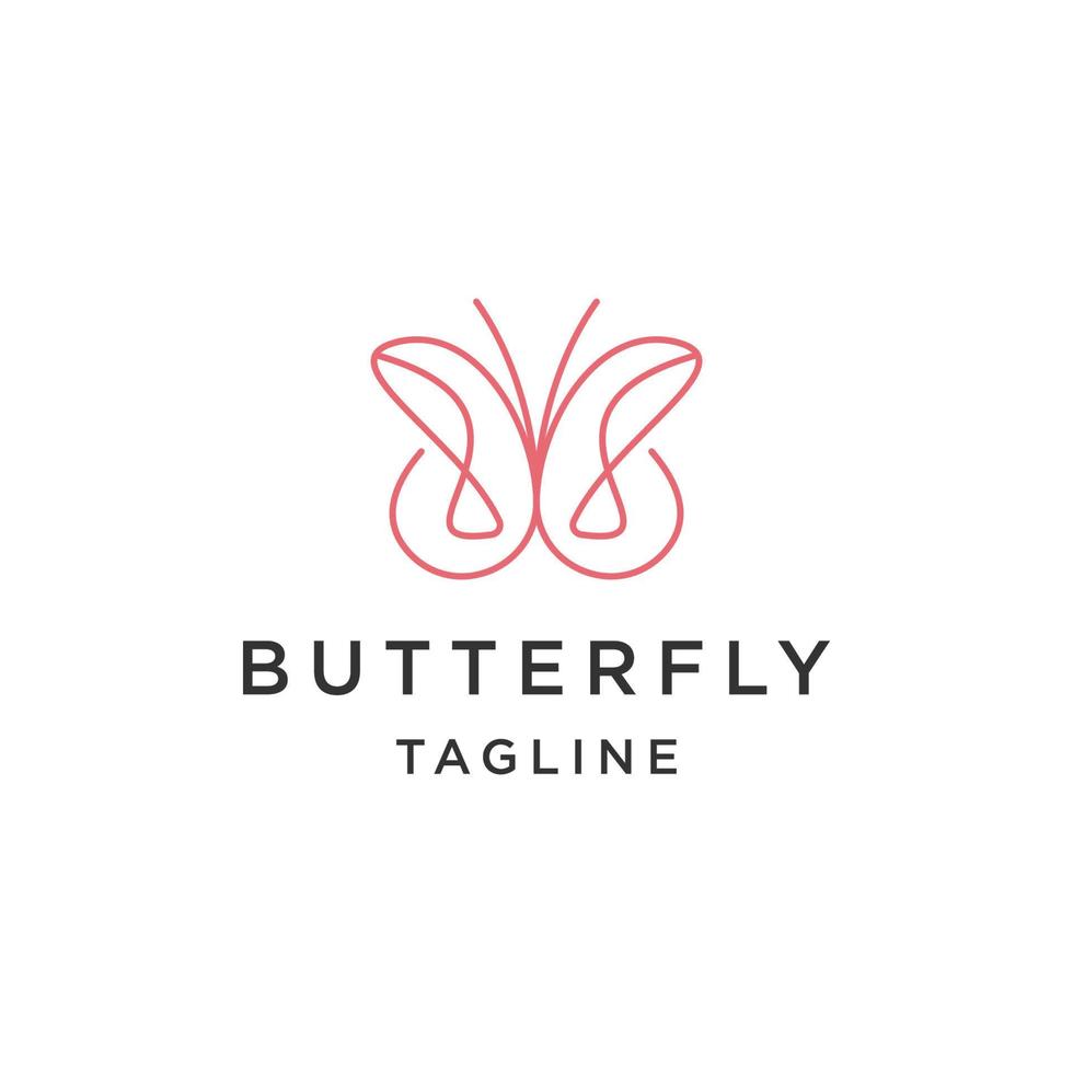 vlinder lijn dier logo vlak vector sjabloon