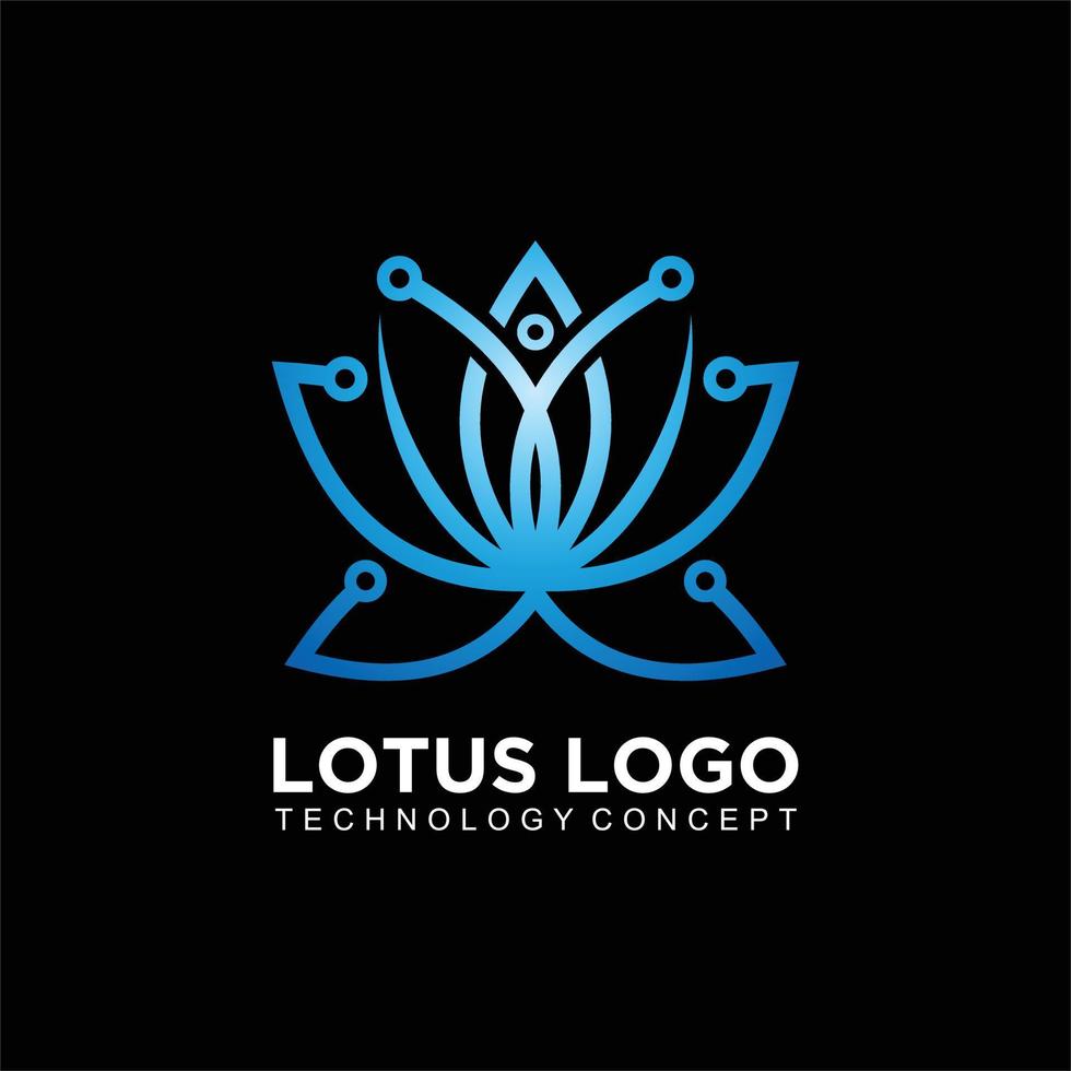 lotus logo ontwerp met technologie concept vector