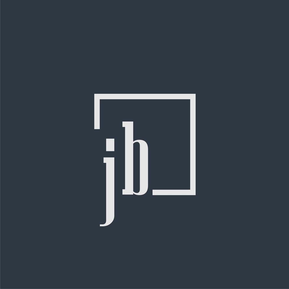 jb eerste monogram logo met rechthoek stijl dsign vector