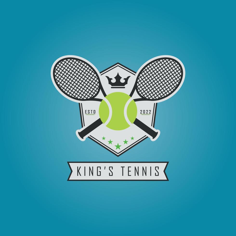 tennis bal racket koning kroon team logo ontwerp sjabloon voor merk of bedrijf en andere vector