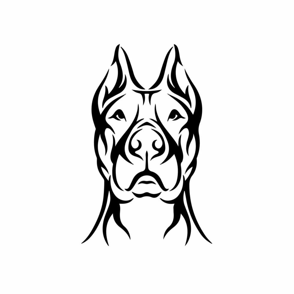 pitbull hoofd logo symbool. stencil ontwerp. tatoeëren vector illustratie.