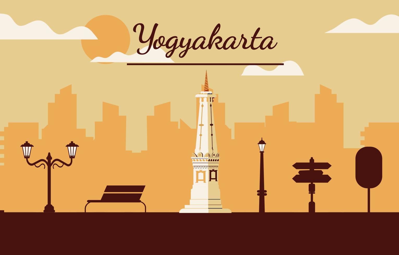 Yogyakarta stad achtergrond vector