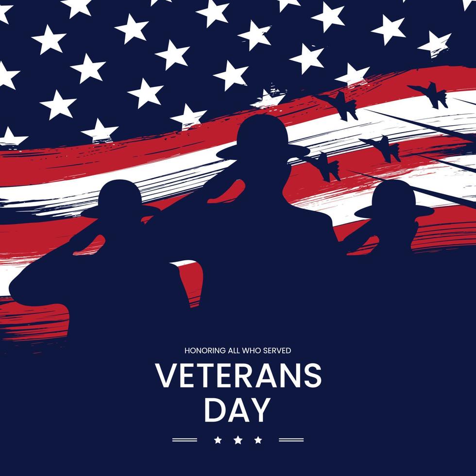 gelukkig veteranen dag met Verenigde Staten van Amerika vlag borstel. eerbiedigen allemaal wie geserveerd vector