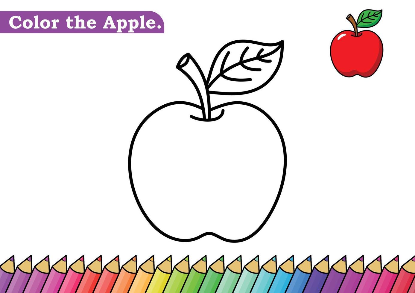 appel kleur bladzijde. geïsoleerd kleur boek. kleur Pagina's voor kinderen. appel geïsoleerd. vector