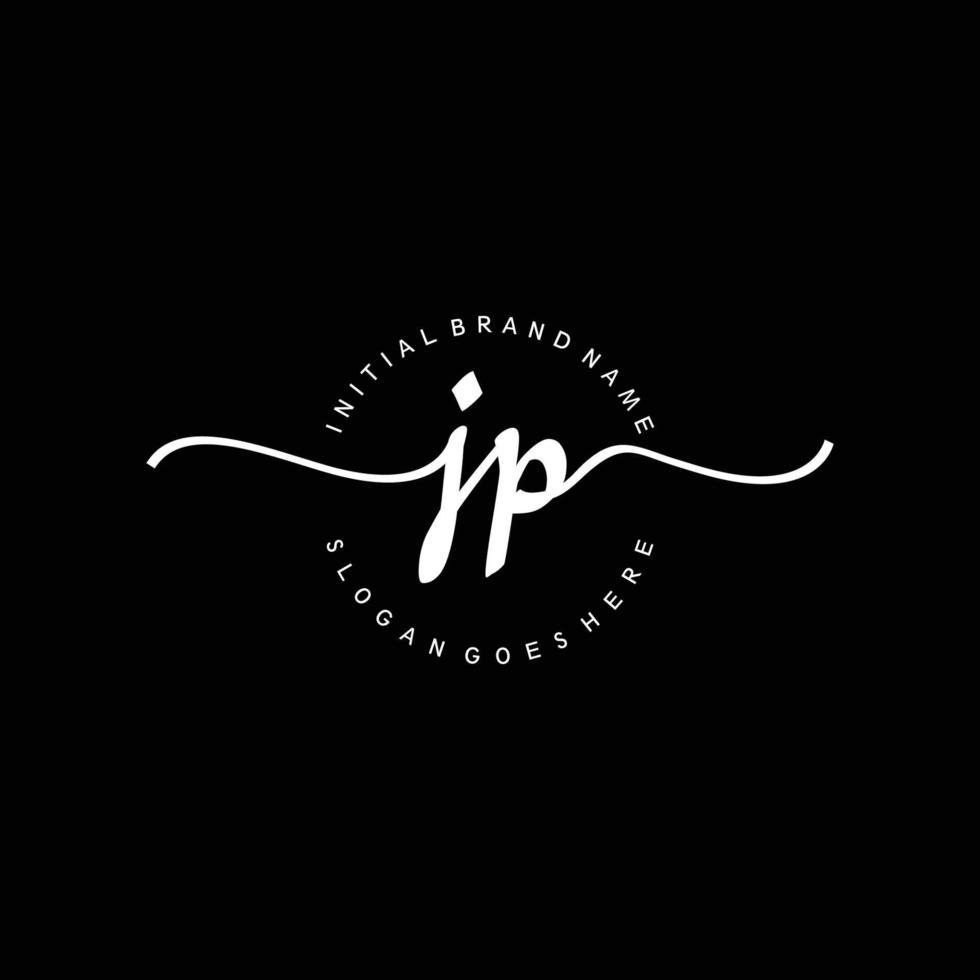 eerste jp handschrift logo sjabloon vector