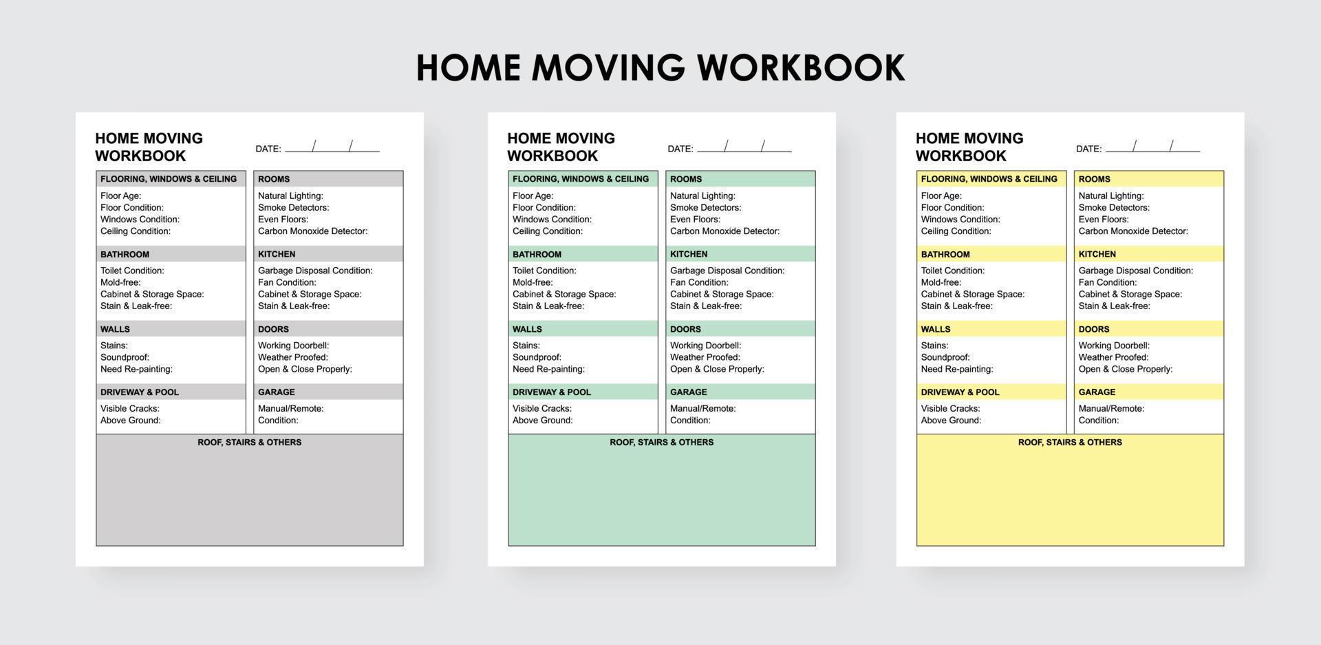 huis in beweging ontwerper en controle lijsten, in beweging checklist vector