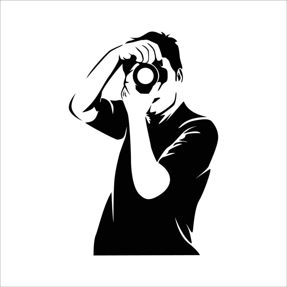 fotograaf silhouet. mensen gebruik camera vector illustratie. professioneel fotograaf.