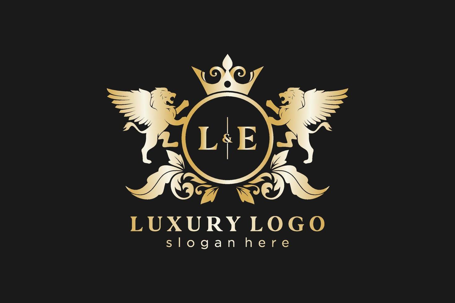 eerste le brief leeuw Koninklijk luxe logo sjabloon in vector kunst voor restaurant, royalty, boetiek, cafe, hotel, heraldisch, sieraden, mode en andere vector illustratie.