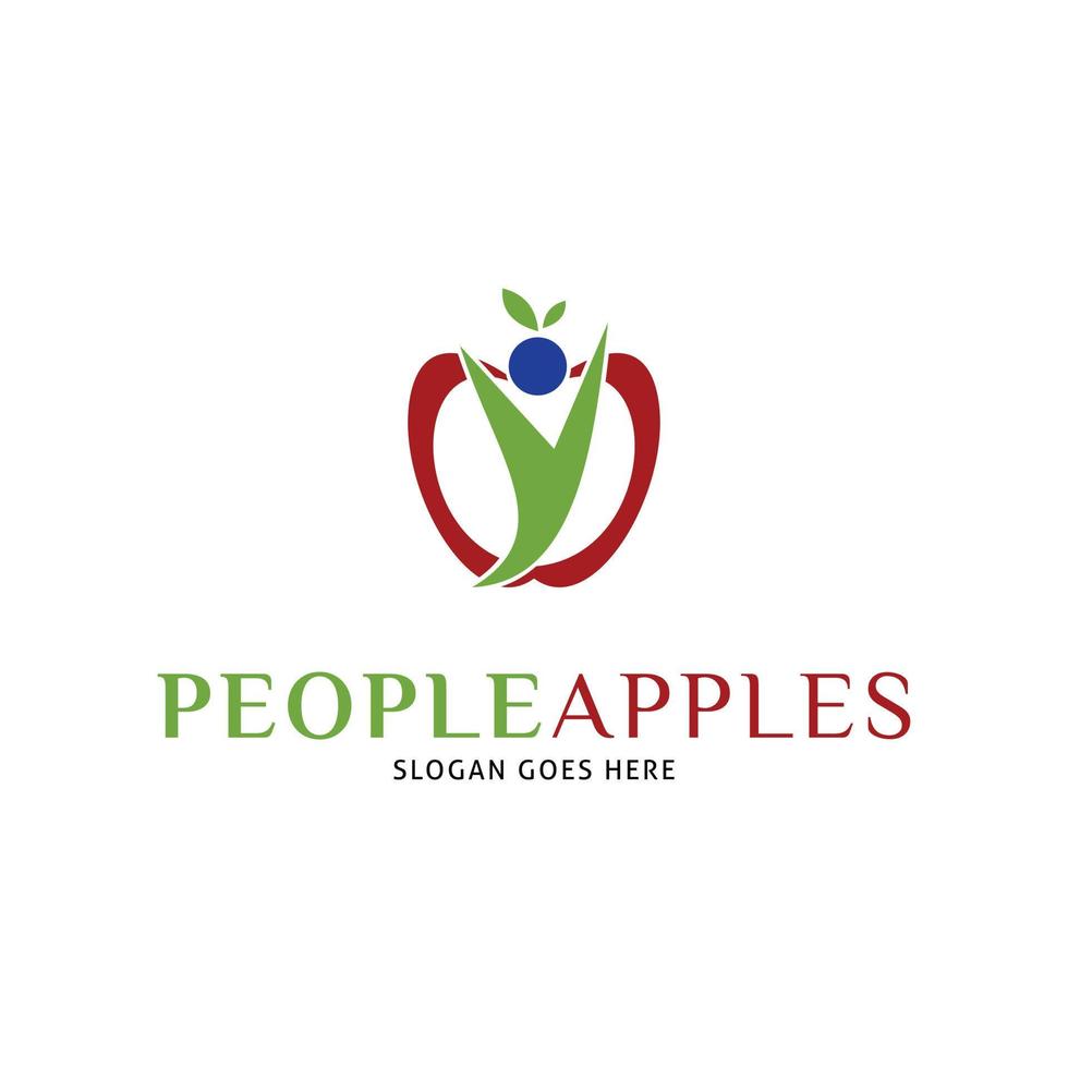 mensen met appels icoon vector logo sjabloon illustratie ontwerp