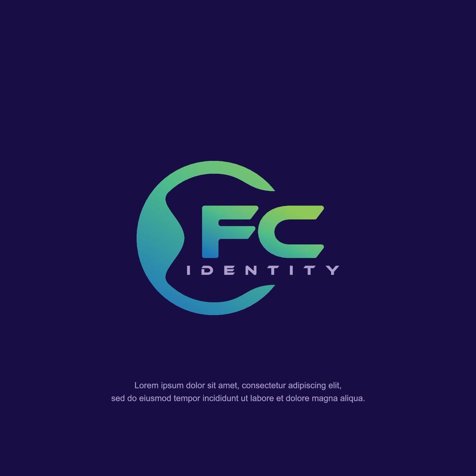 fc eerste brief circulaire lijn logo sjabloon vector met helling kleur mengsel