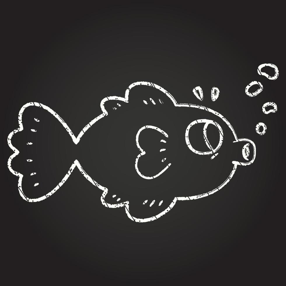 vissen krijt tekening vector