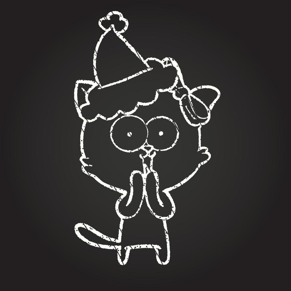 kerst kat krijt tekening vector