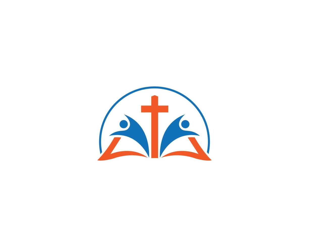 christen kerk logo boek leerzaam ontwerp symbool met Bijbel aan het leren en onderwijs klasse vector sjabloon.