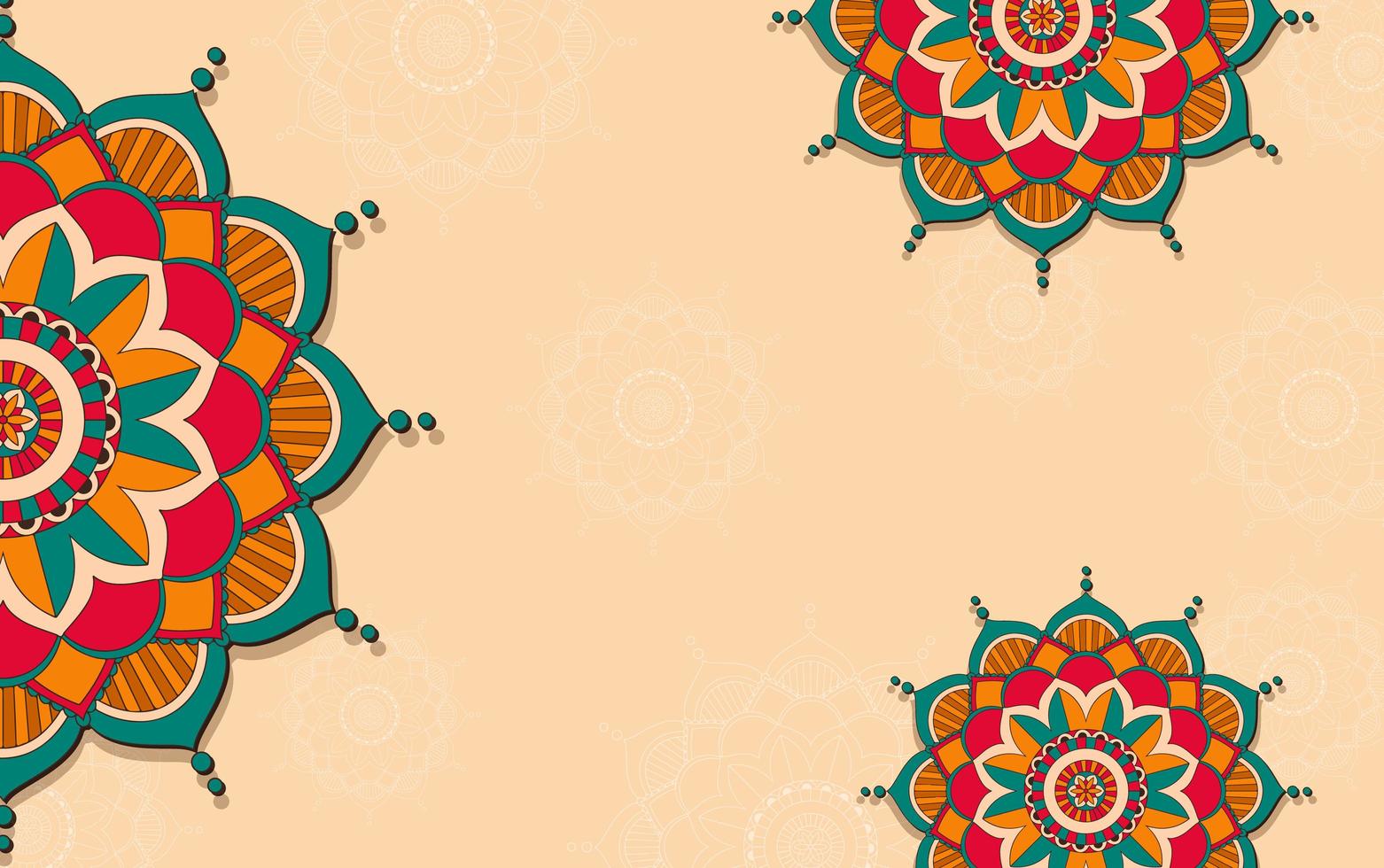 achtergrond sjabloon met kleurrijke mandala's vector