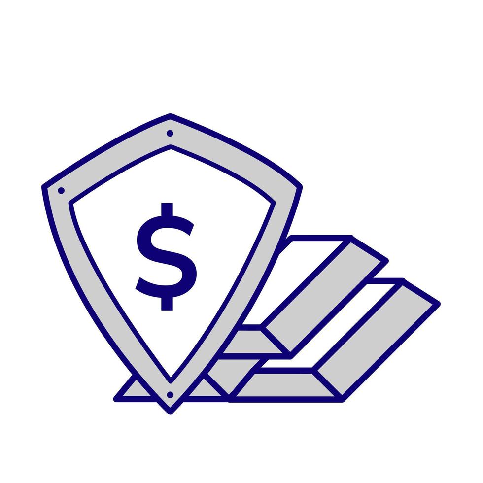 investering handel vector pictogrammen. financieel crypto concept illustraties set.concept van financieel succes en investering.shield en goud bars