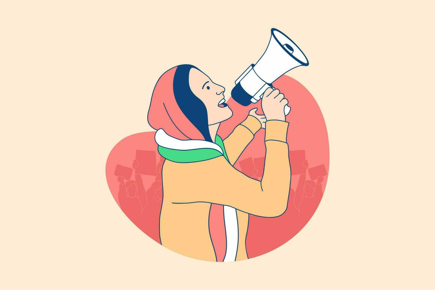 illustraties mooi Iraans vrouw demonstranten voor vrij Iraans Dames campagne ontwerp concept vector