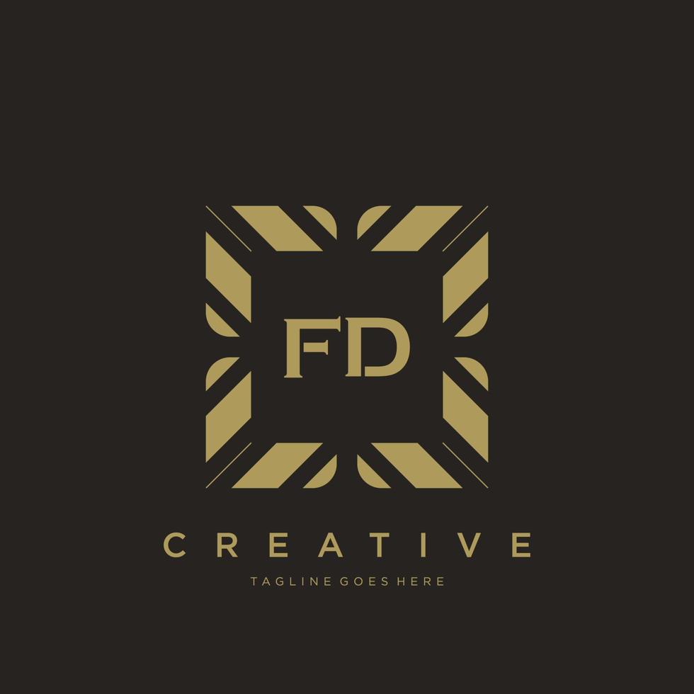 fd eerste brief luxe ornament monogram logo sjabloon vector