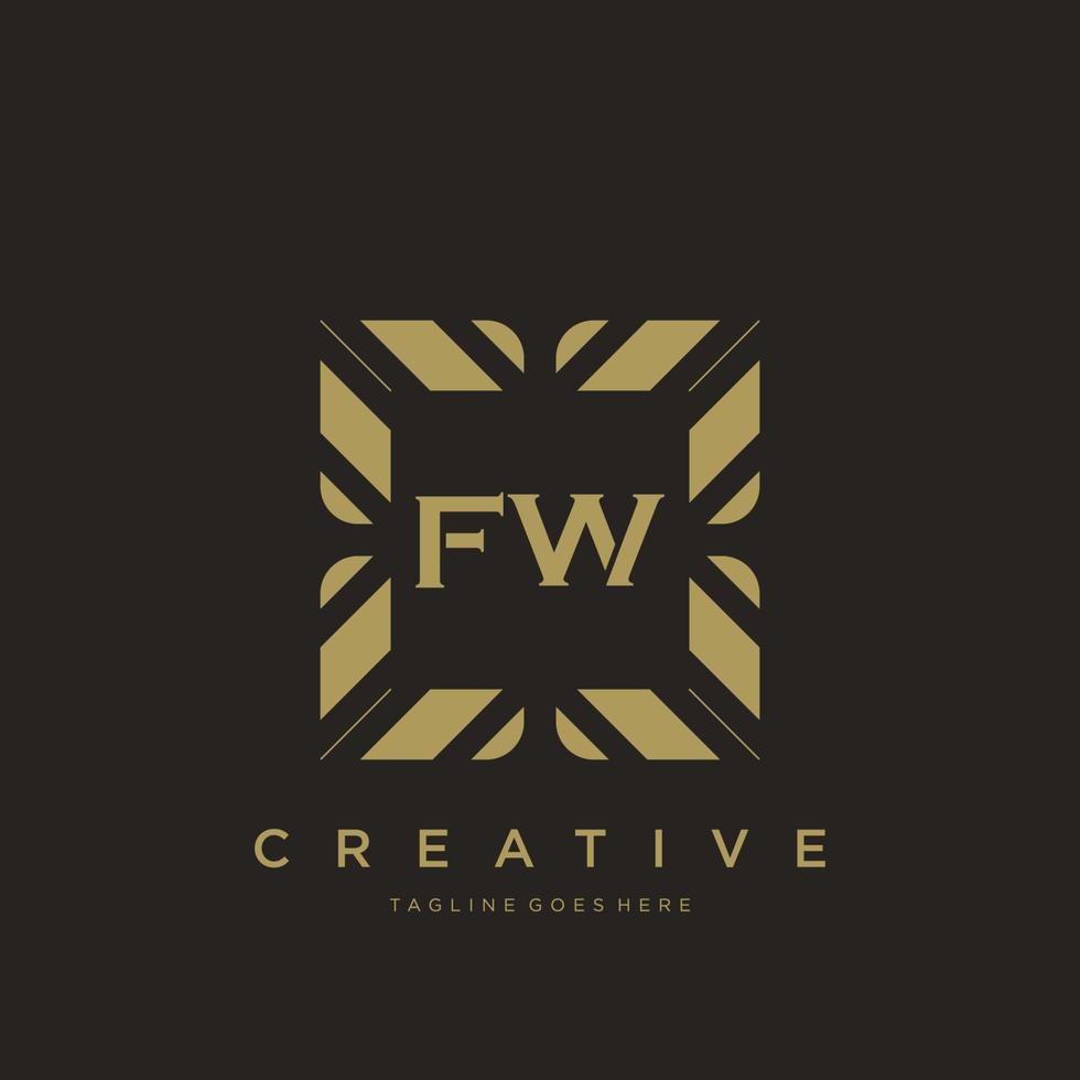 fw eerste brief luxe ornament monogram logo sjabloon vector