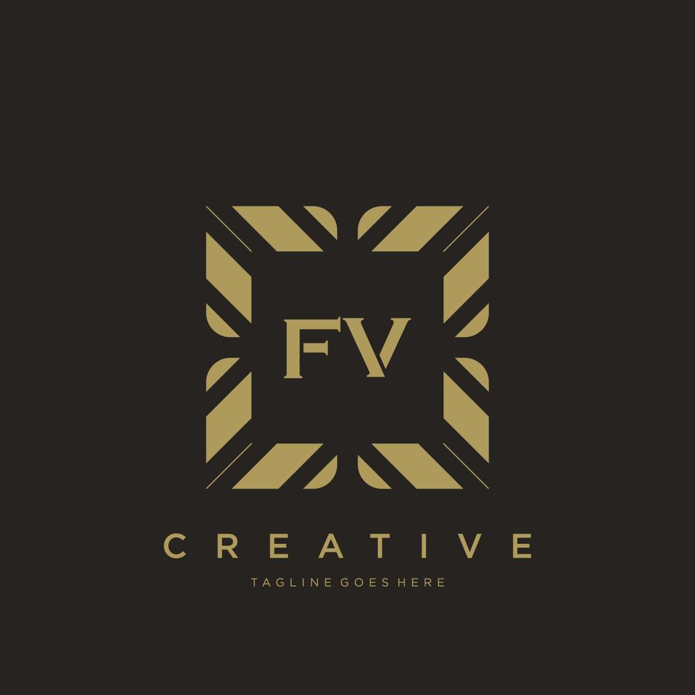 fv eerste brief luxe ornament monogram logo sjabloon vector