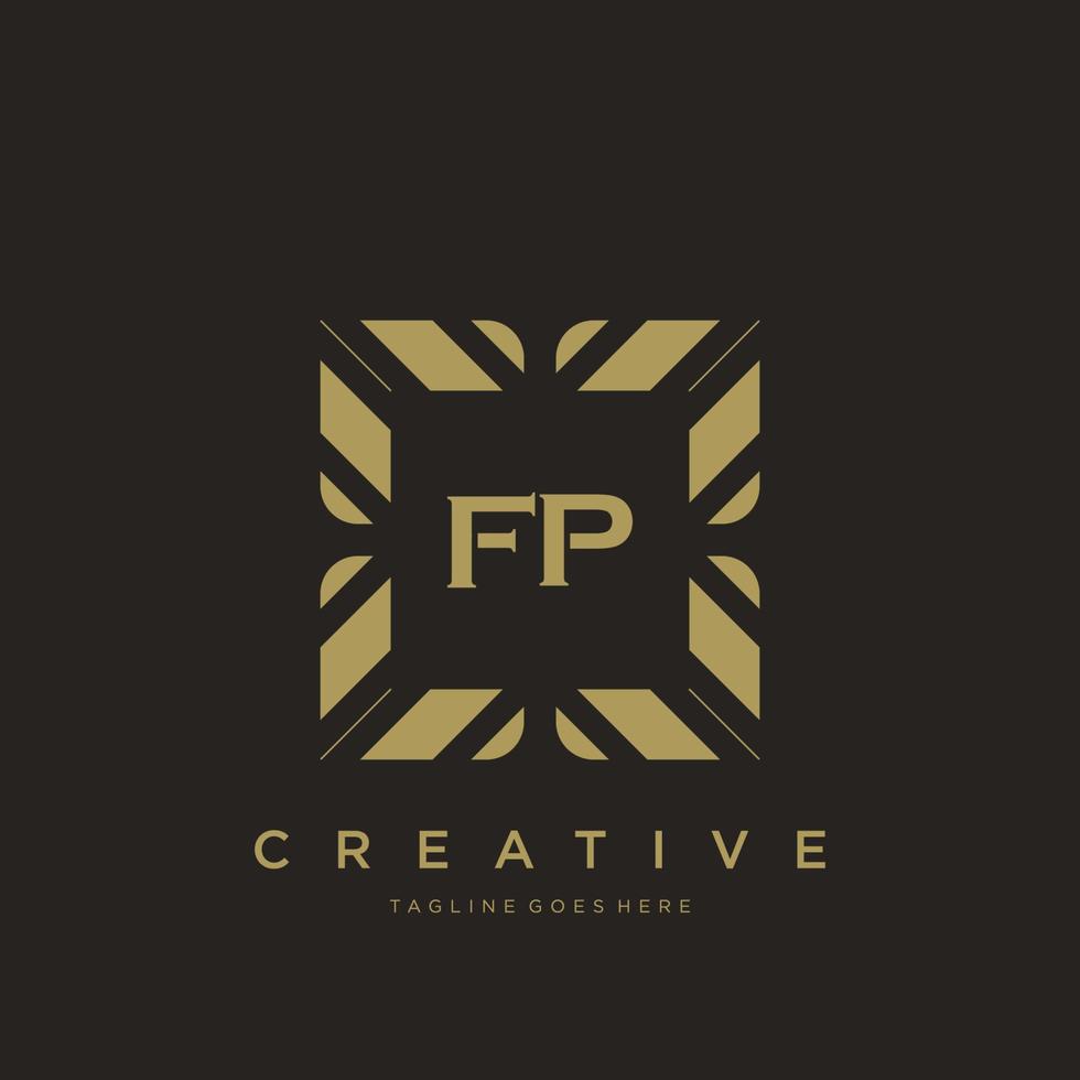 fp eerste brief luxe ornament monogram logo sjabloon vector