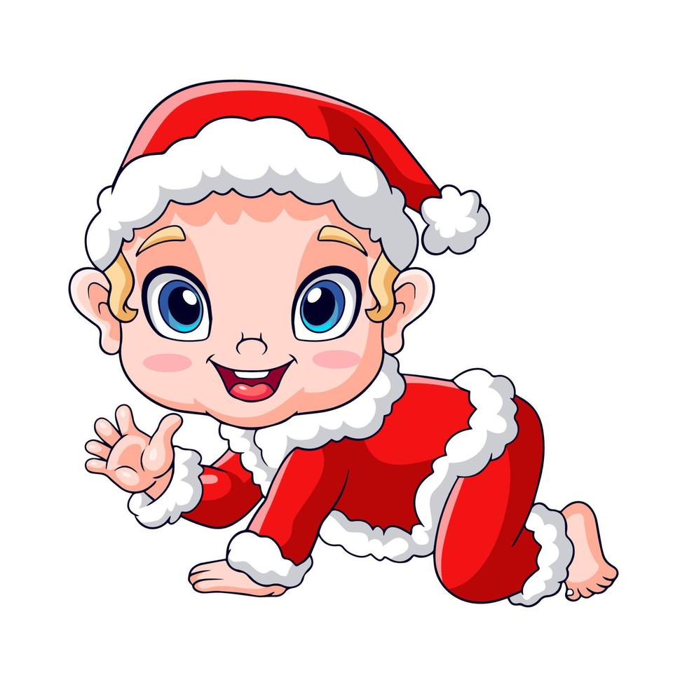 schattig weinig baby vervelend de kerstman kleren vector