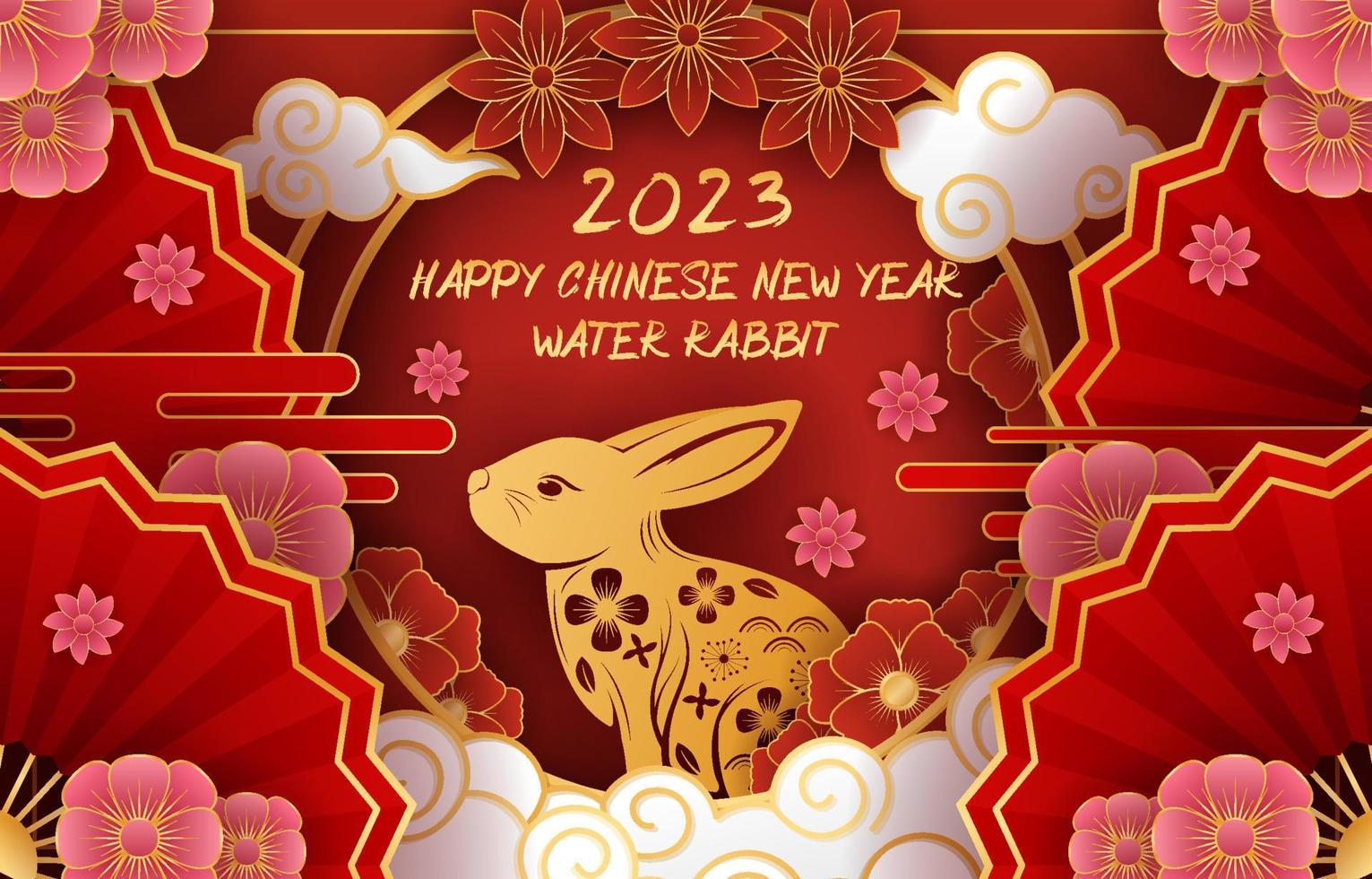Chinese nieuw jaar water konijn achtergrond vector
