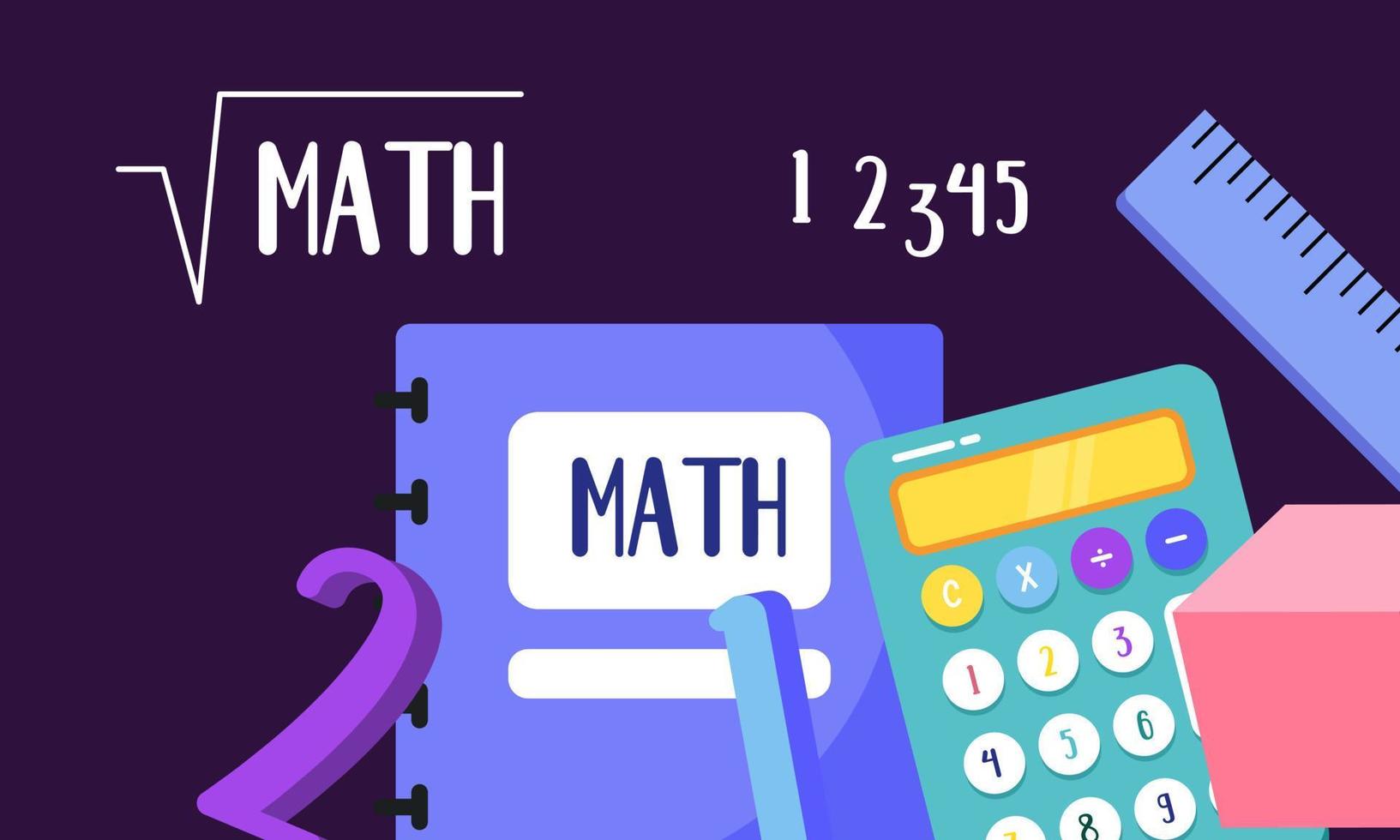 tekenfilm wiskunde elementen achtergrond, onderwijs logo vector