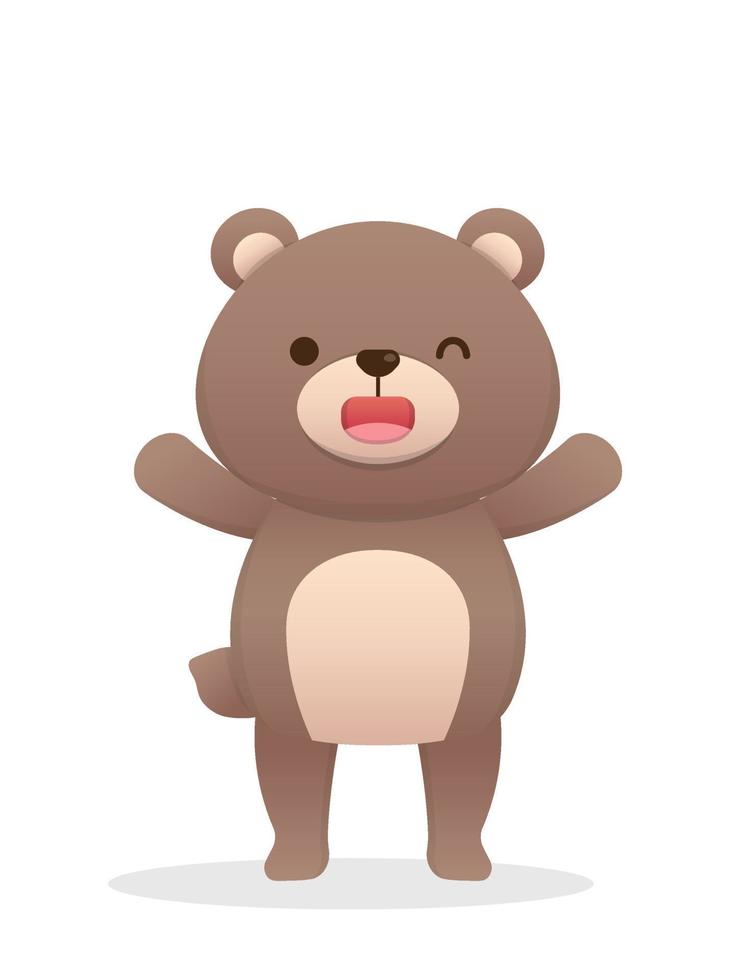 aanbiddelijk baby beer of beer of teddy beer mascotte, schattig speels tekenfilm pop, vector tekenfilm stijl