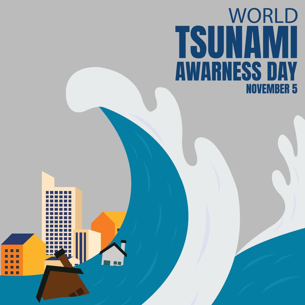 illustratie vector grafisch van tsunami golven raken steden, perfect voor Internationale dag, wereld tsunami bewustzijn dag, vieren, groet kaart, enz.