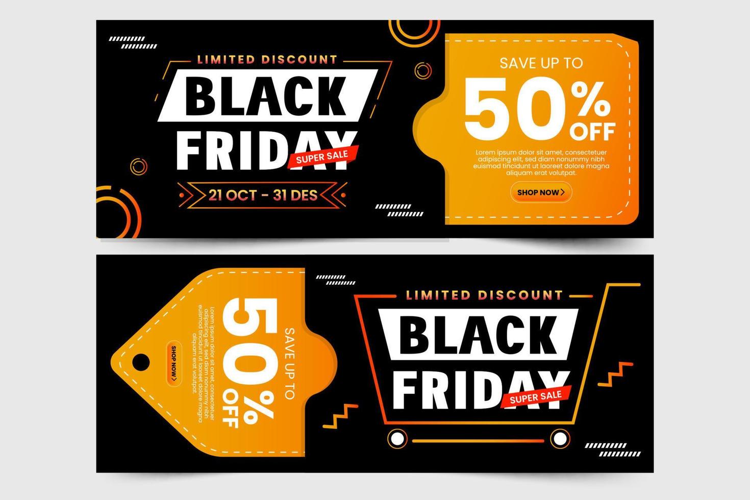 zwart vrijdag tegoedbon of coupon ontwerp sjabloon vector