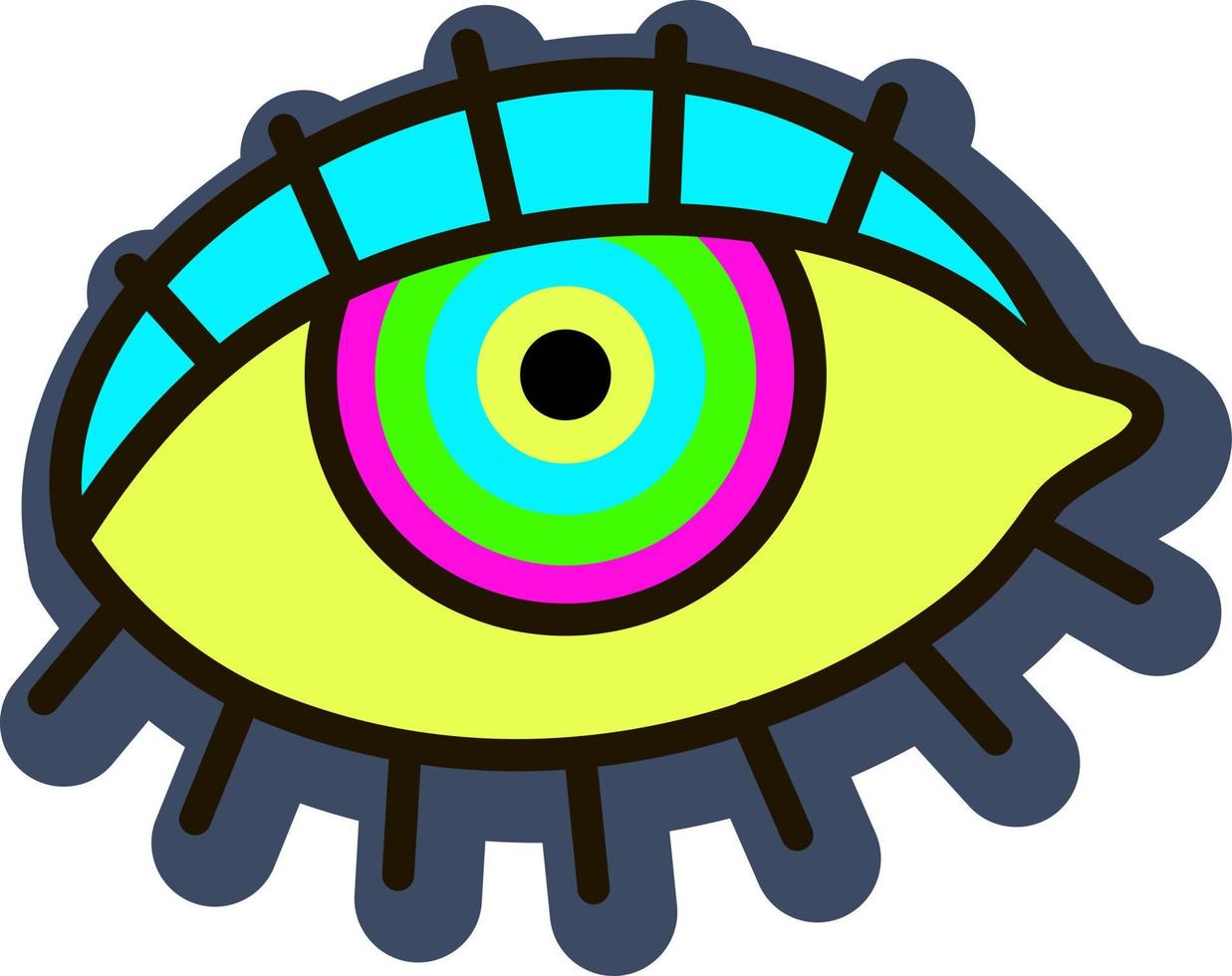 trippy oog. surrealistische psychedelisch illustratie. oog van voorzienigheid, mysterieus talisman. magie en esoterisch teken. vector