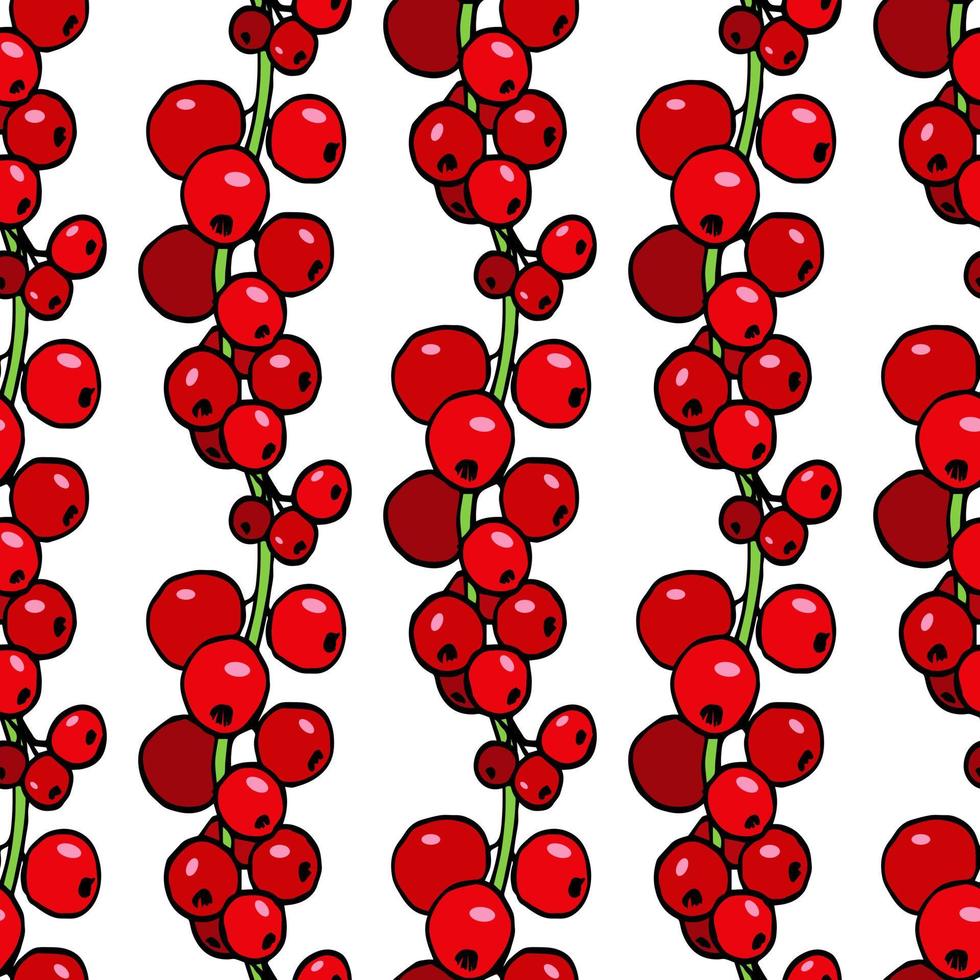 naadloos patroon met rood bes Aan wit achtergrond. vector afbeelding.