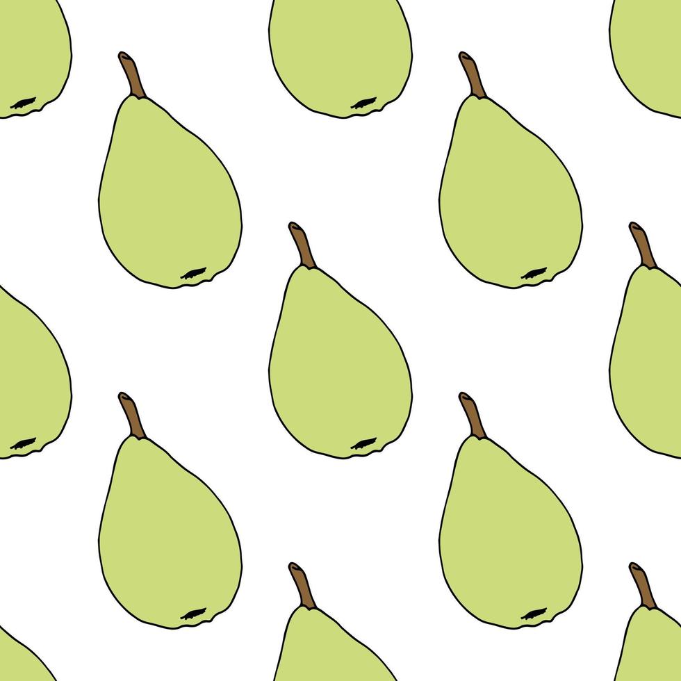naadloos patroon met groen peren Aan wit achtergrond. vector afbeelding.