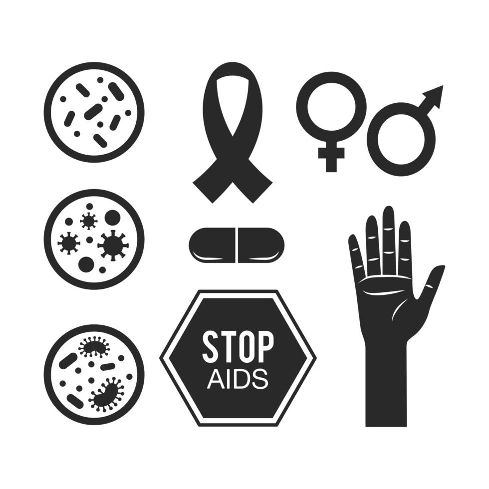 set van medische ondersteuningsbehandeling voor aids vector