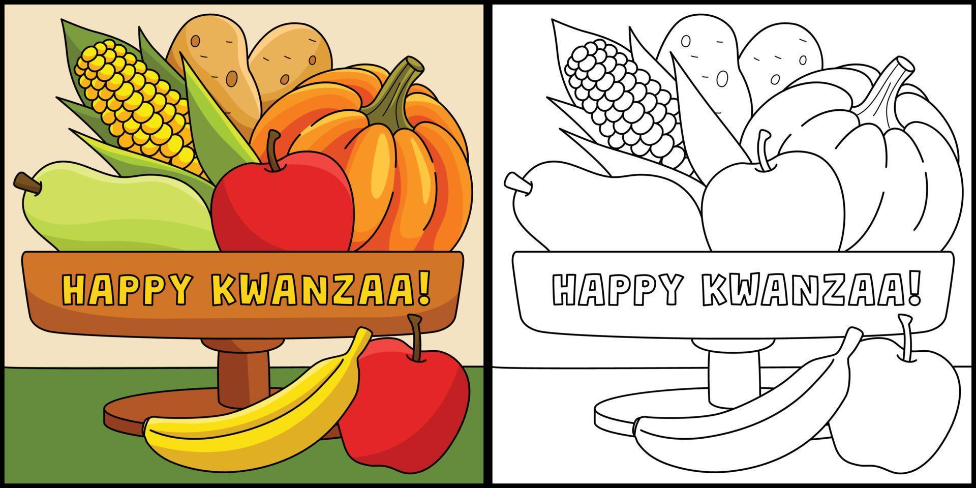 gelukkig kwanzaa mazao kleur bladzijde illustratie vector