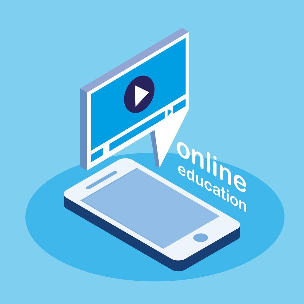 online onderwijs met smartphone vector