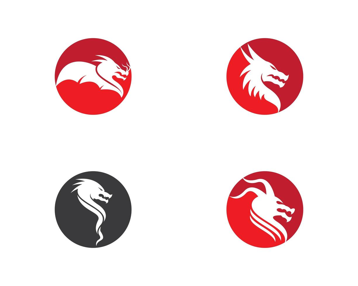 draak hoofd logo set vector