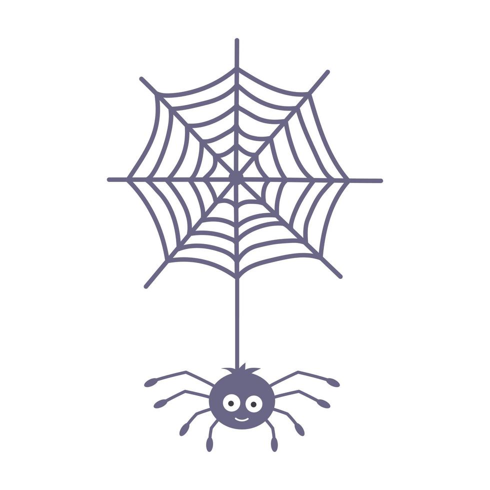 schattig spin hangende Aan spin web. halloween karakter met groot ogen en glimlach. vector