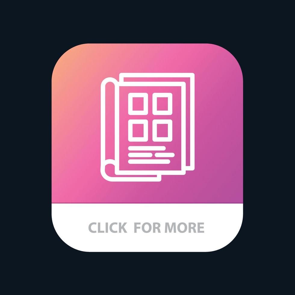 boek krant- papier notitieboekje telefoonboek mobiel app knop android en iOS lijn versie vector
