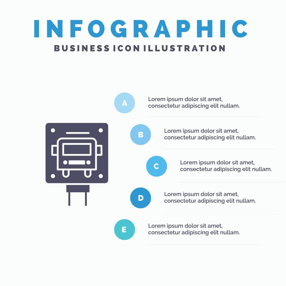 bus hou op teken openbaar infographics presentatie sjabloon 5 stappen presentatie vector