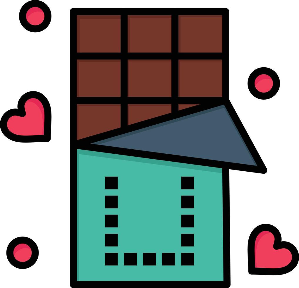 chocola liefde voedsel zoet vlak kleur icoon vector icoon banier sjabloon