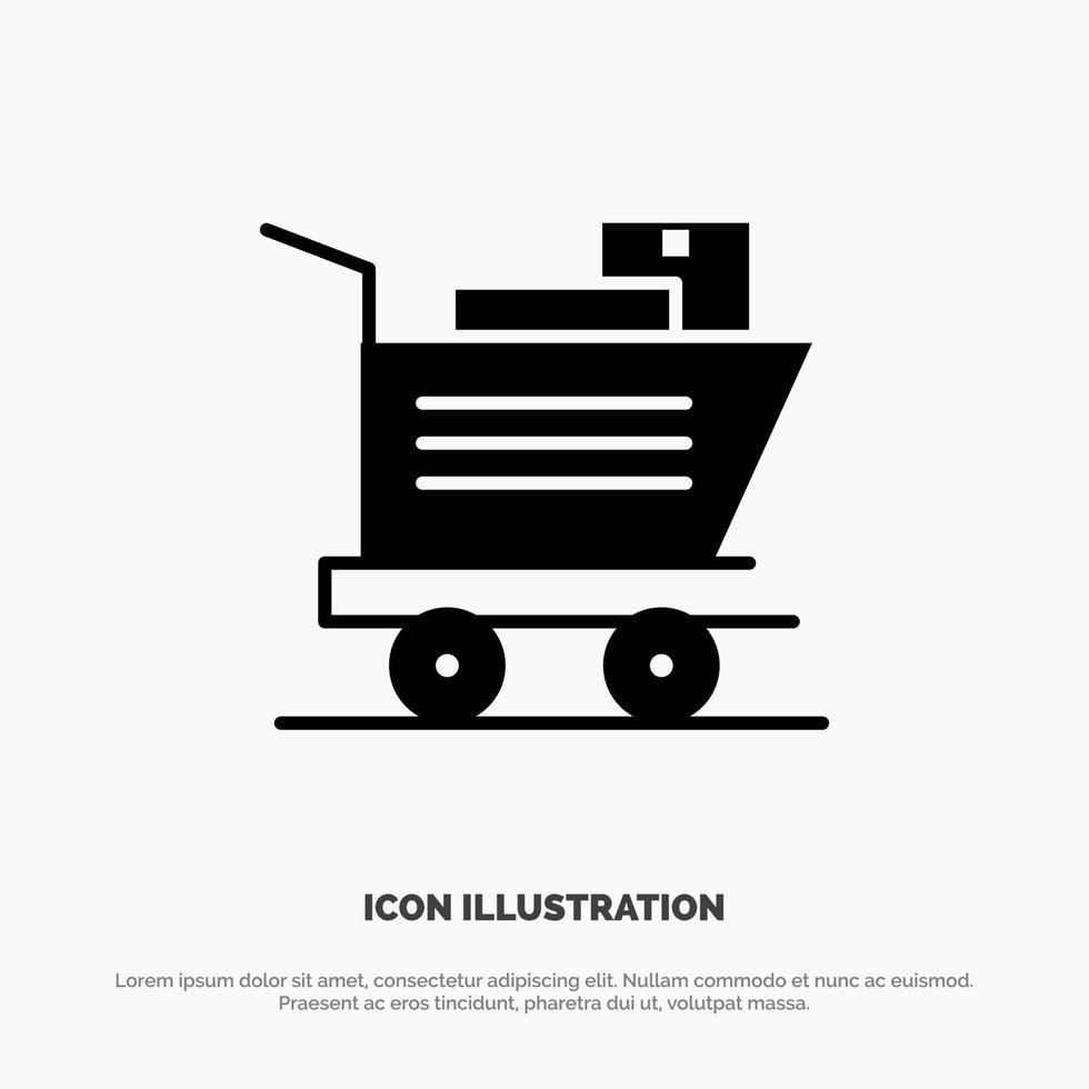 kar boodschappen doen mand solide zwart glyph icoon vector