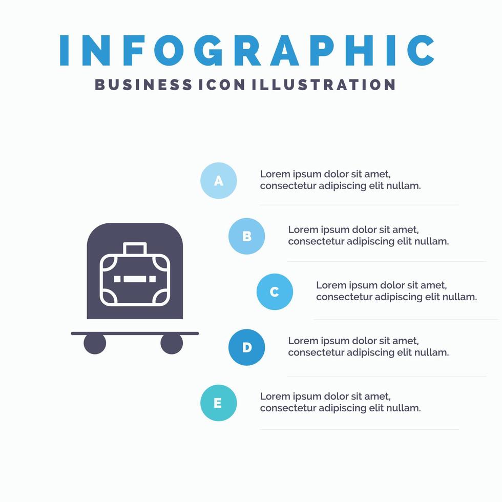 hotel bagage trolley zak infographics presentatie sjabloon 5 stappen presentatie vector