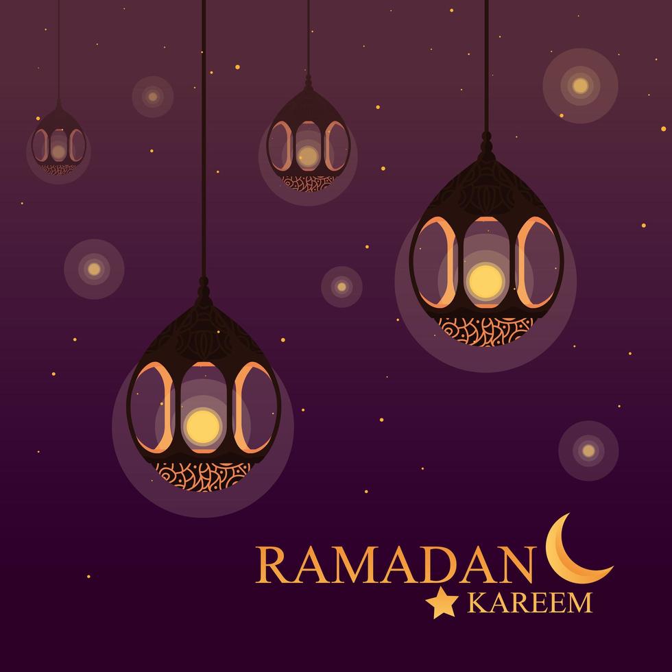 ramadan kareem-lampen traditioneel hangen vector