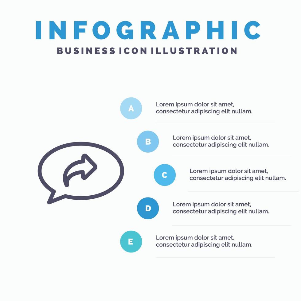 eenvoudig babbelen pijl Rechtsaf lijn icoon met 5 stappen presentatie infographics achtergrond vector