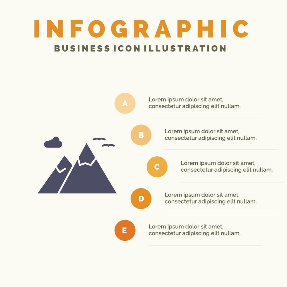 bergen natuur landschap reizen infographics presentatie sjabloon 5 stappen presentatie vector